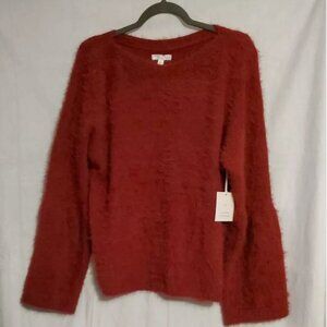NWT Lauren Conrad Woman's Mohair Bell Sleeve Pullover XL Wine-Deep Red (GML68)